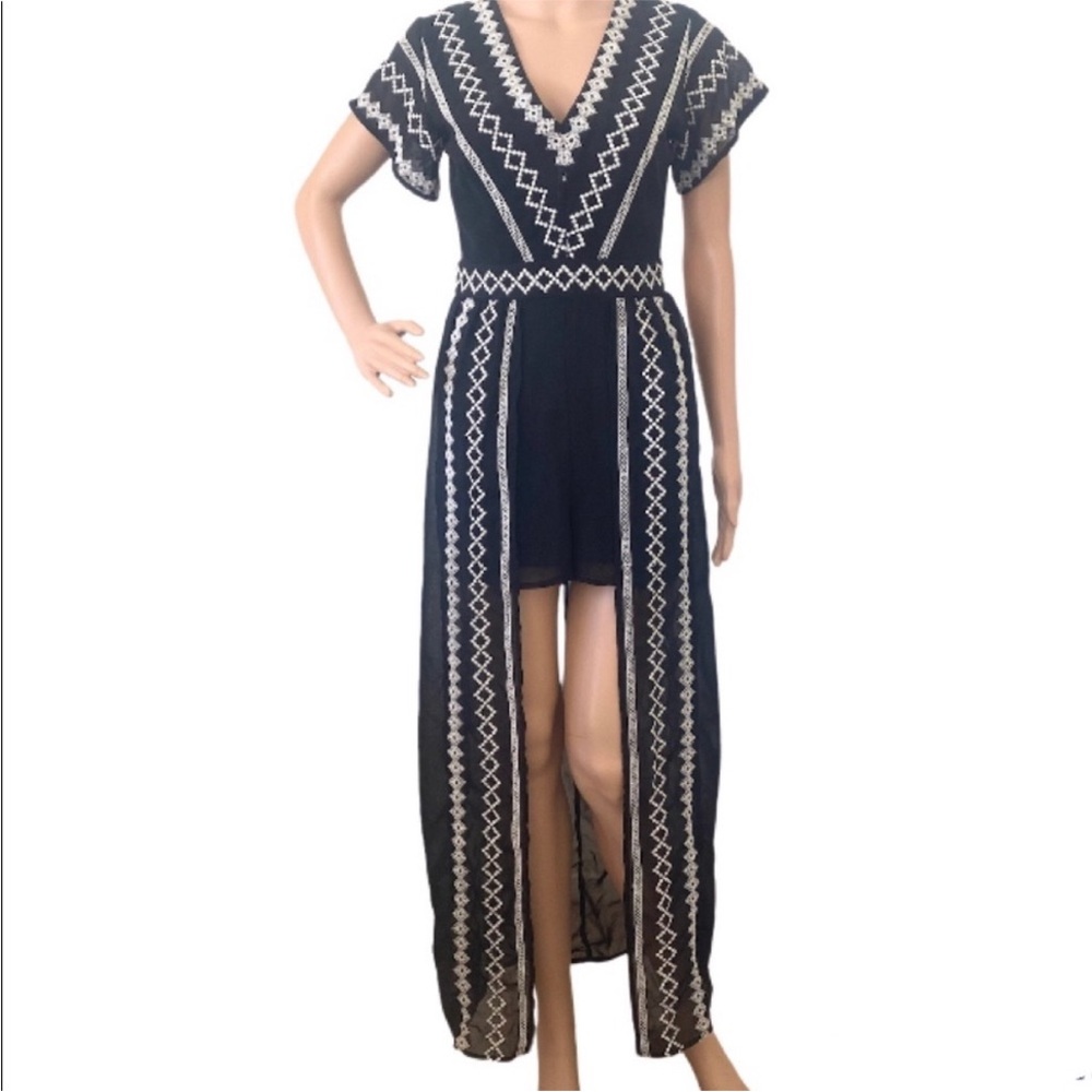 Black and White Geometric Jumpsuit